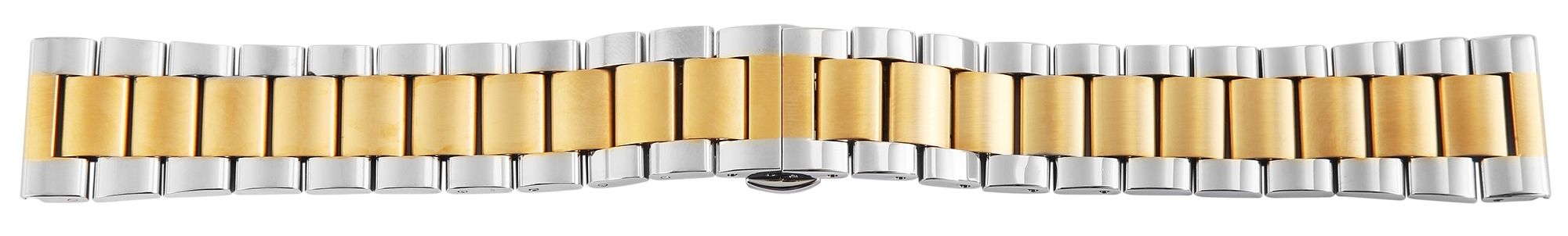Edelstahl-Uhrenarmband, silber- und goldfarben, Butterfly-Faltschließe, 20 mm