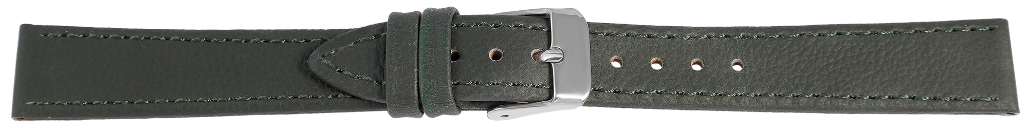 Echtleder-Uhrenarmband "super-soft", dunkelgrün, Naht, 16 mm