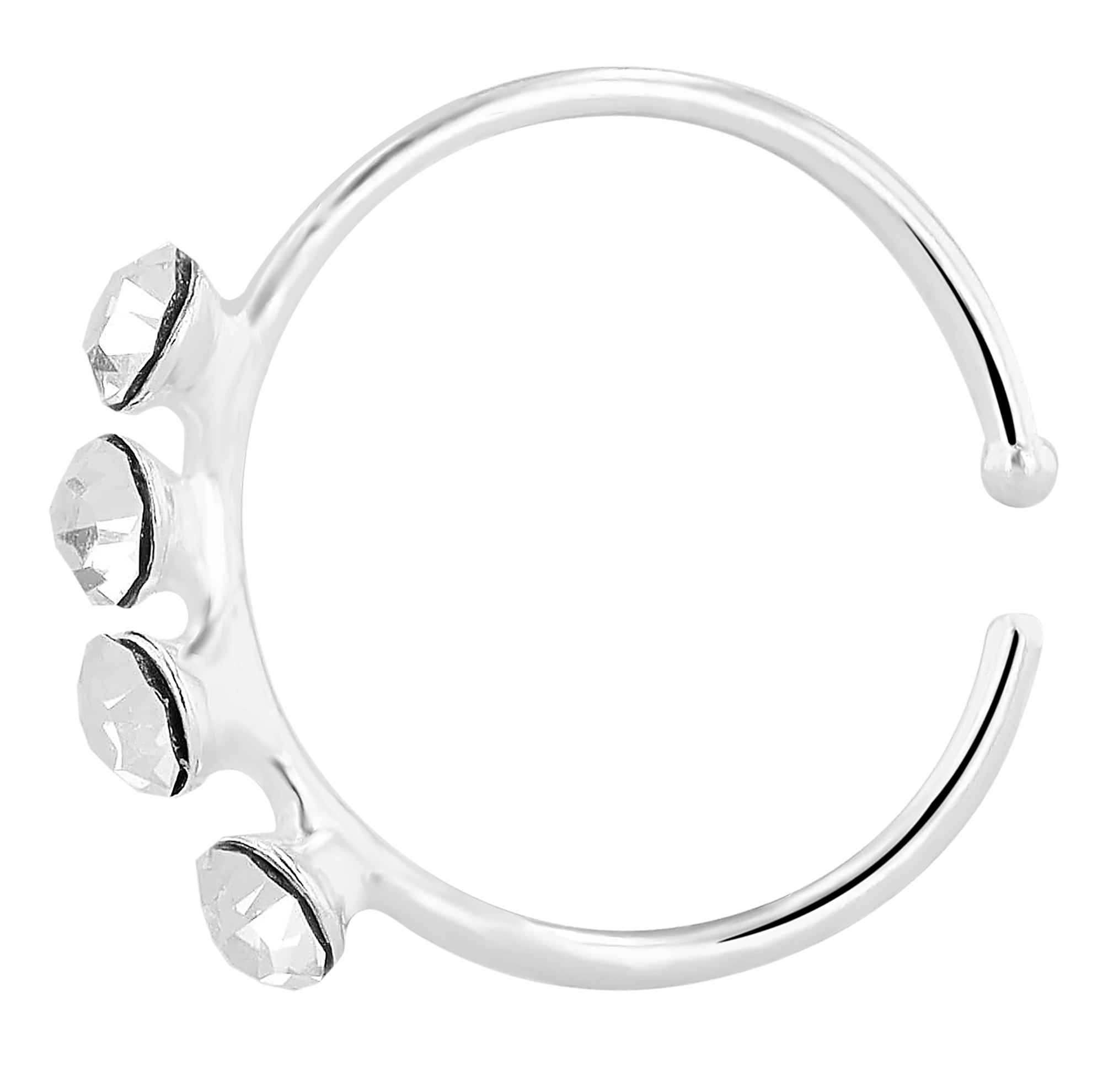 "Vondrea" offener Nasenring/ Nasenpiercing , 925/- Echt Silber, rhodiniert, VE-20 Stück