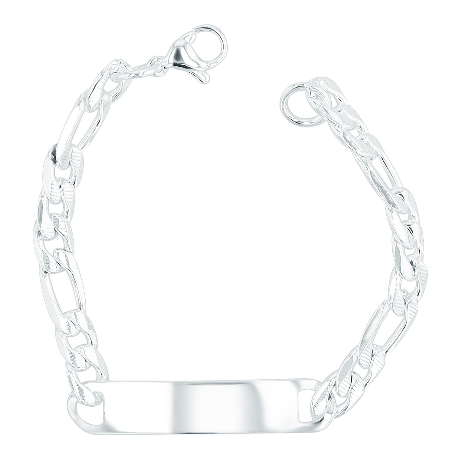 Akzent Figaroarmband mit Gravurplatte, Edelstahl, 18 cm, versilbert