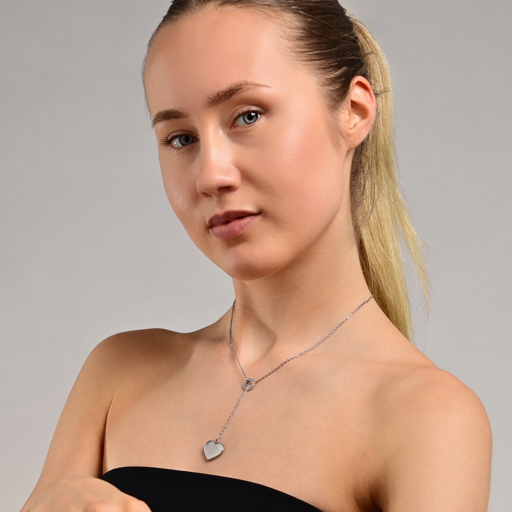 Edelstahl Kette mit Anhänger, Länge 43+5cm, silberfarbig