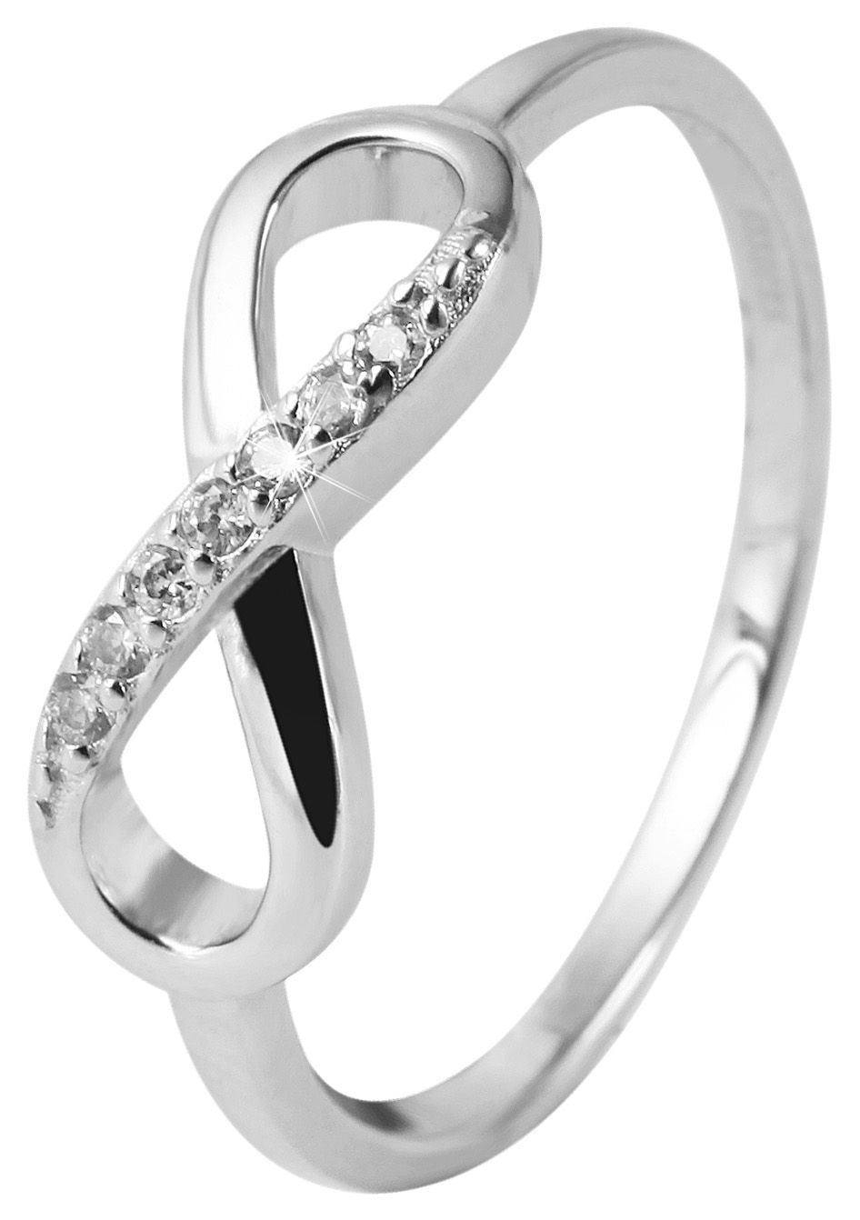 925 Echt Silber Ring, Infinity, Zirkoniabesatz, 925/rhodiniert, Gr. 54