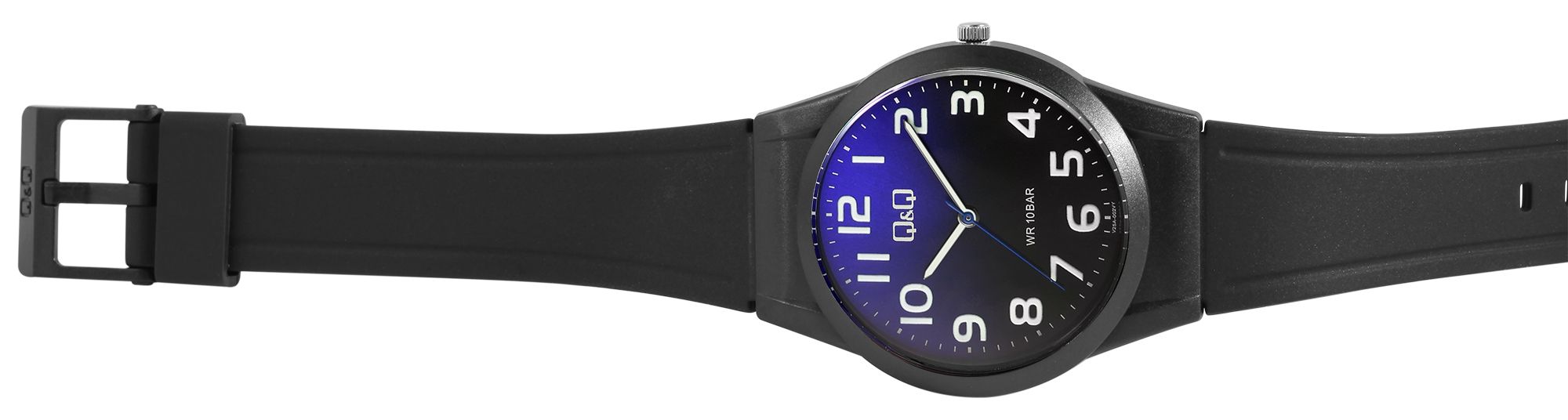 Q&Q Unisexuhr mit Silikonarmband, 10 Bar, schwarz/blau