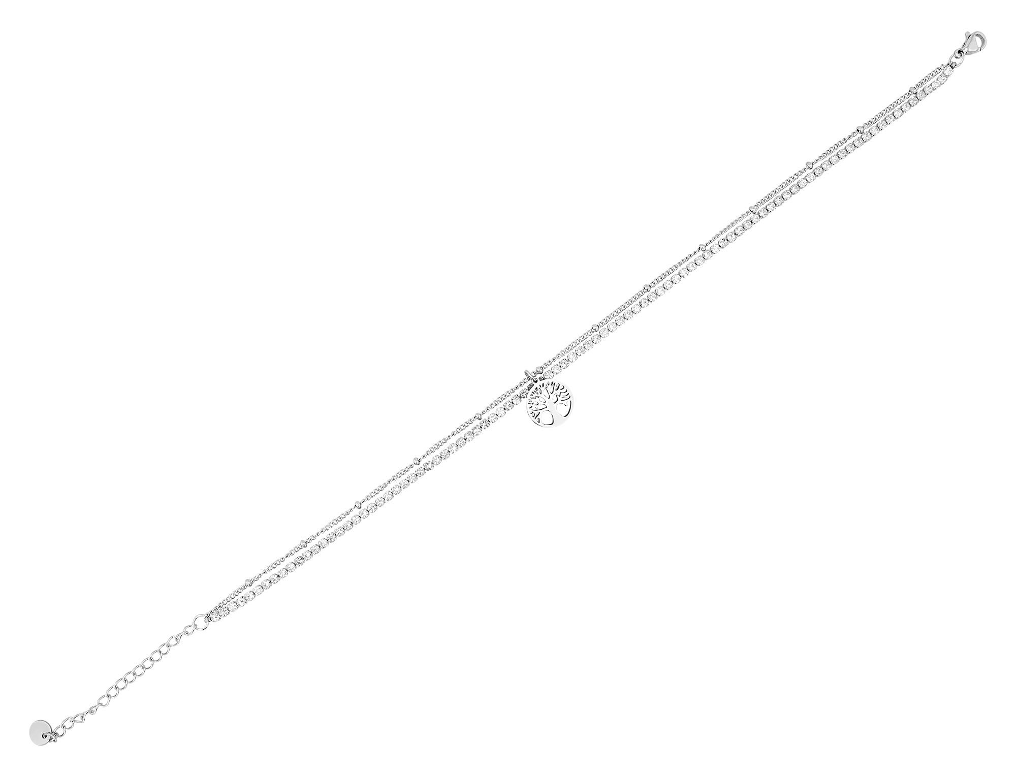 "Winora" Edelstahl 2-Layering Fusskette - Lebensbaum, 24 +5 cm