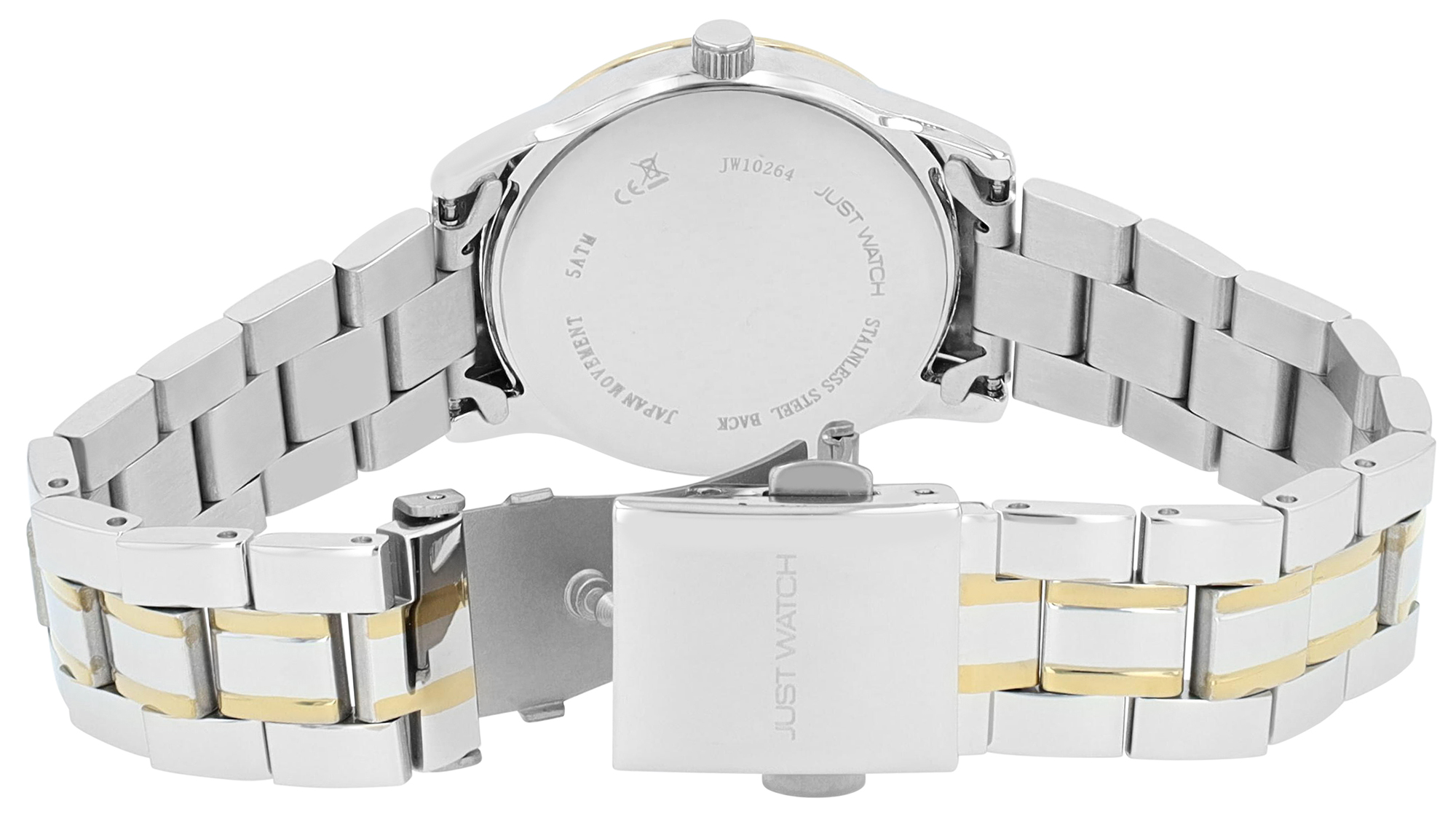 JUST WATCH Damenuhr "Ava" mit Edelstahlarmband, Ø 31 mm, 5 ATM, bicolor (silberfarben/ goldfarben)/ silberfarben