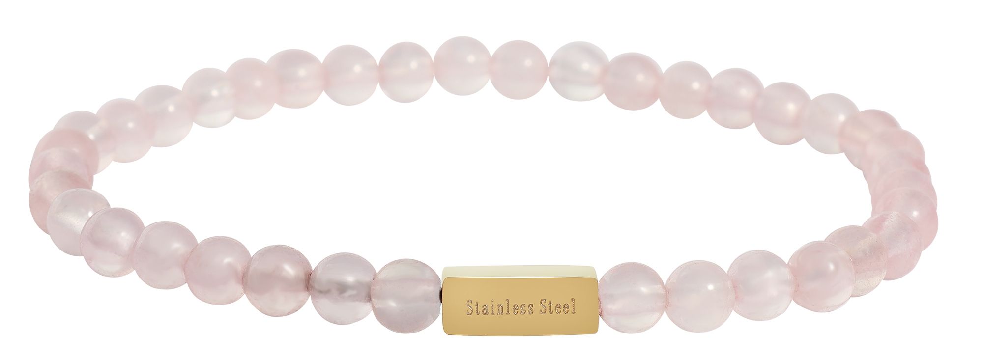 "Isadora" Kugelarmband, Naturstein (rose crystal), gravurfähiges Edelstahlelement - goldfarben