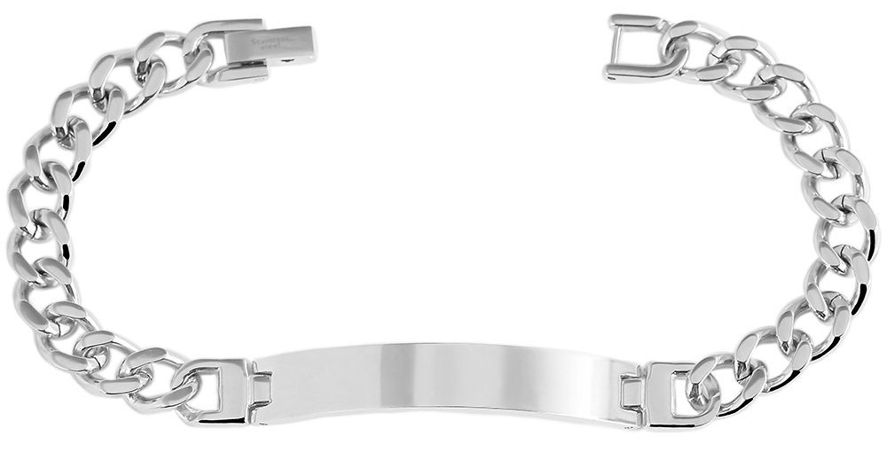 Akzent Panzerketten-Armband aus Edelstahl mit Gravurplatte, silberfarbig