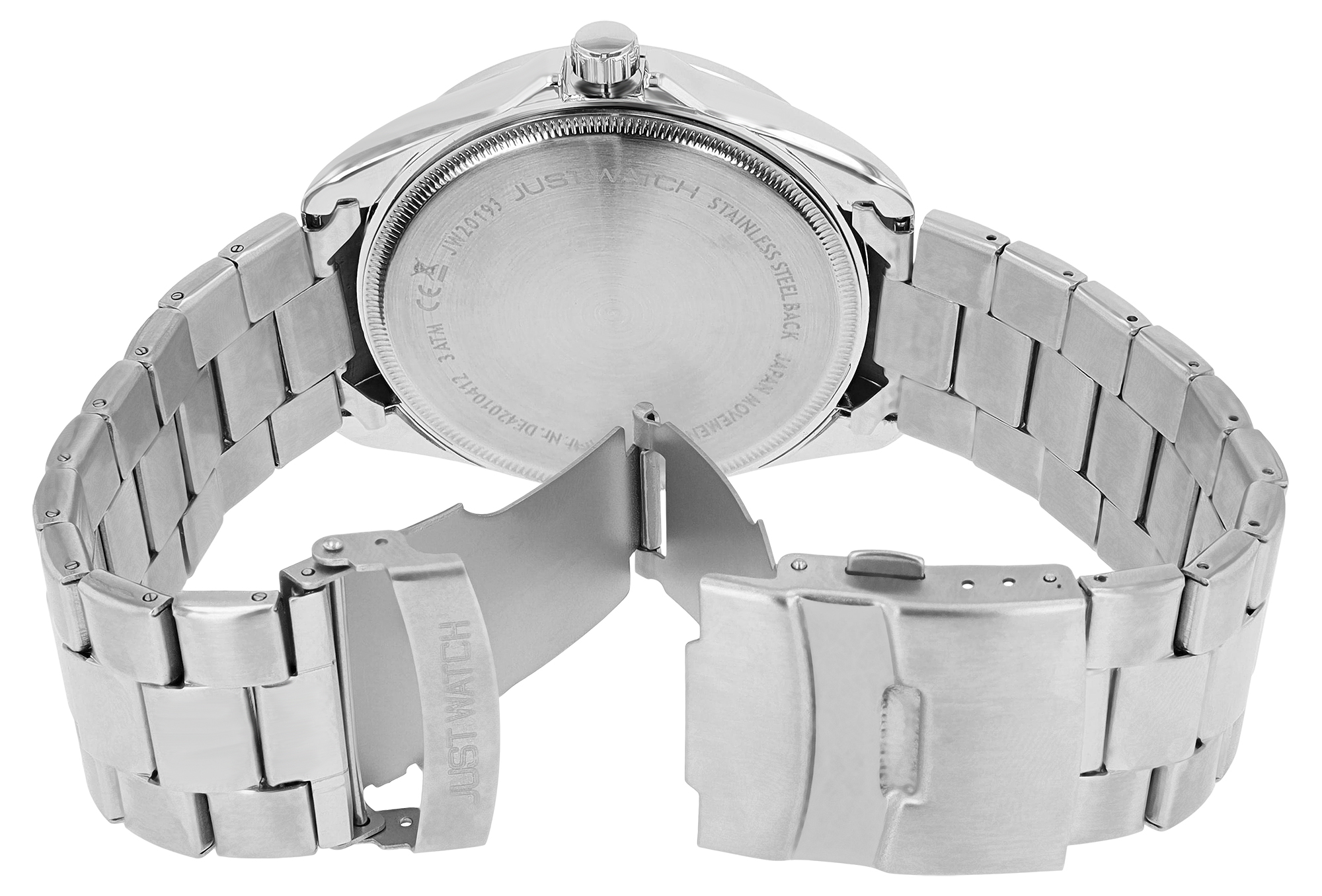 JUST WATCH Herrenuhr "Netar" mit Gliederarmband, Edelstahl, 3 ATM, silberfarben/schwarz