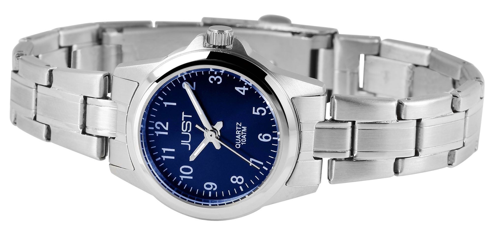 Just Edelstahl Damenarmbanduhr, silberfarben, petrolfarbenes ZB