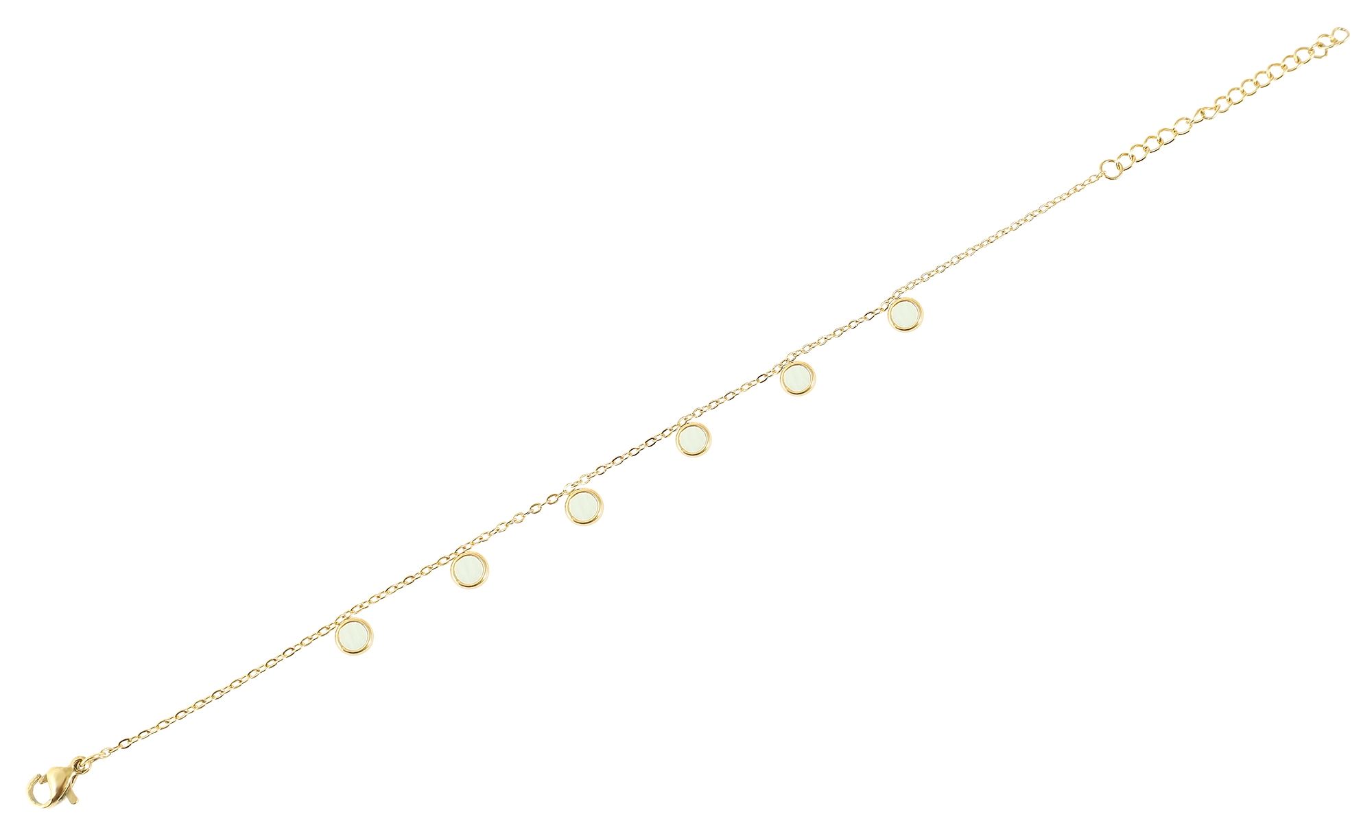 "Dar" Edelstahl Fusskette mit Anhänger, 19 cm +5 cm, goldfarben