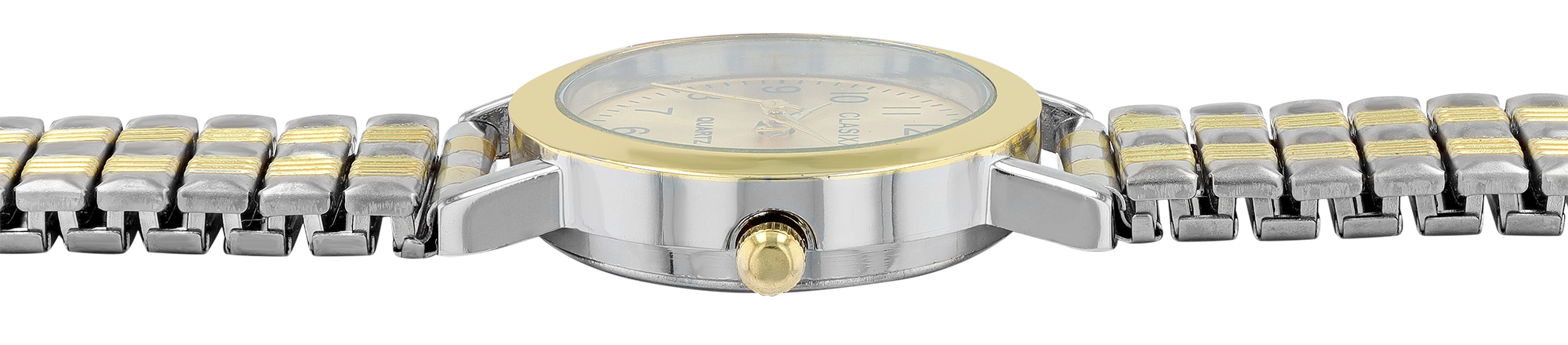 CLASIXX  Damenuhr mit Edelstahl-Zugband, Ø 28 mm, bicolor/ goldfarben