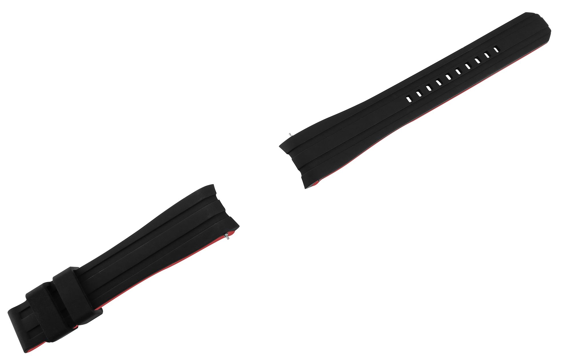 Schnellwechselarmband für Uhren, Silikon, Dornschließe, schwarz/rot, 20 mm