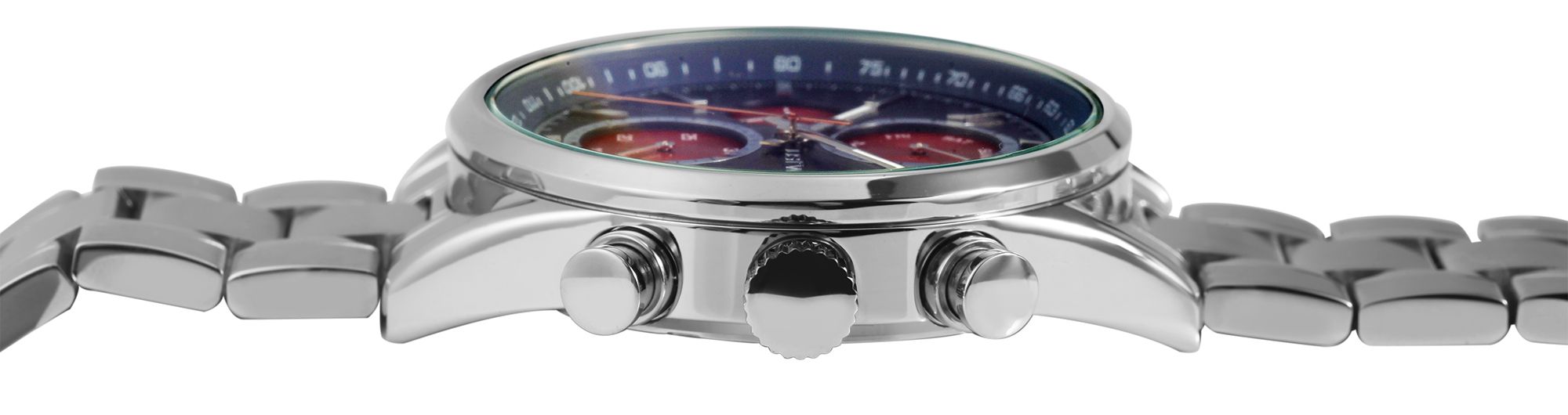 Just Watch Herrenuhr "Valcone" Edelstahlarmband, Datum- und Wochentagsanzeige, silberfarben/blau