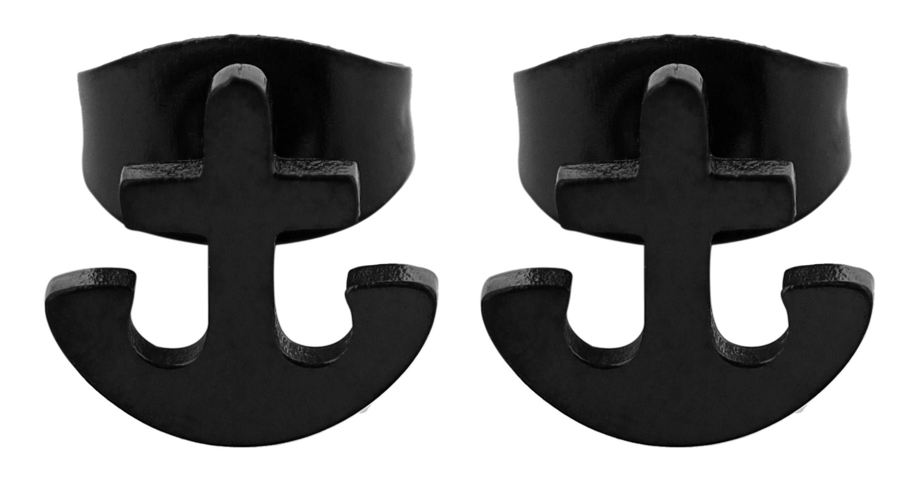 Akzent Ohrstecker "Talon" aus Edelstahl, maritim, 8 x 8 mm, schwarz