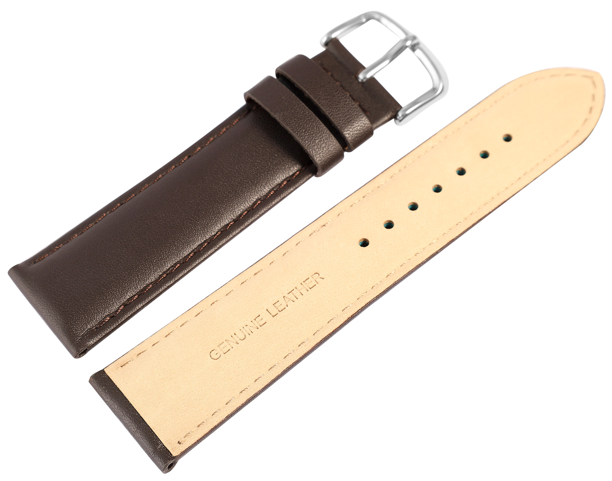 Uhrenarmband aus Echt Leder in dunkelbraun, 22 mm