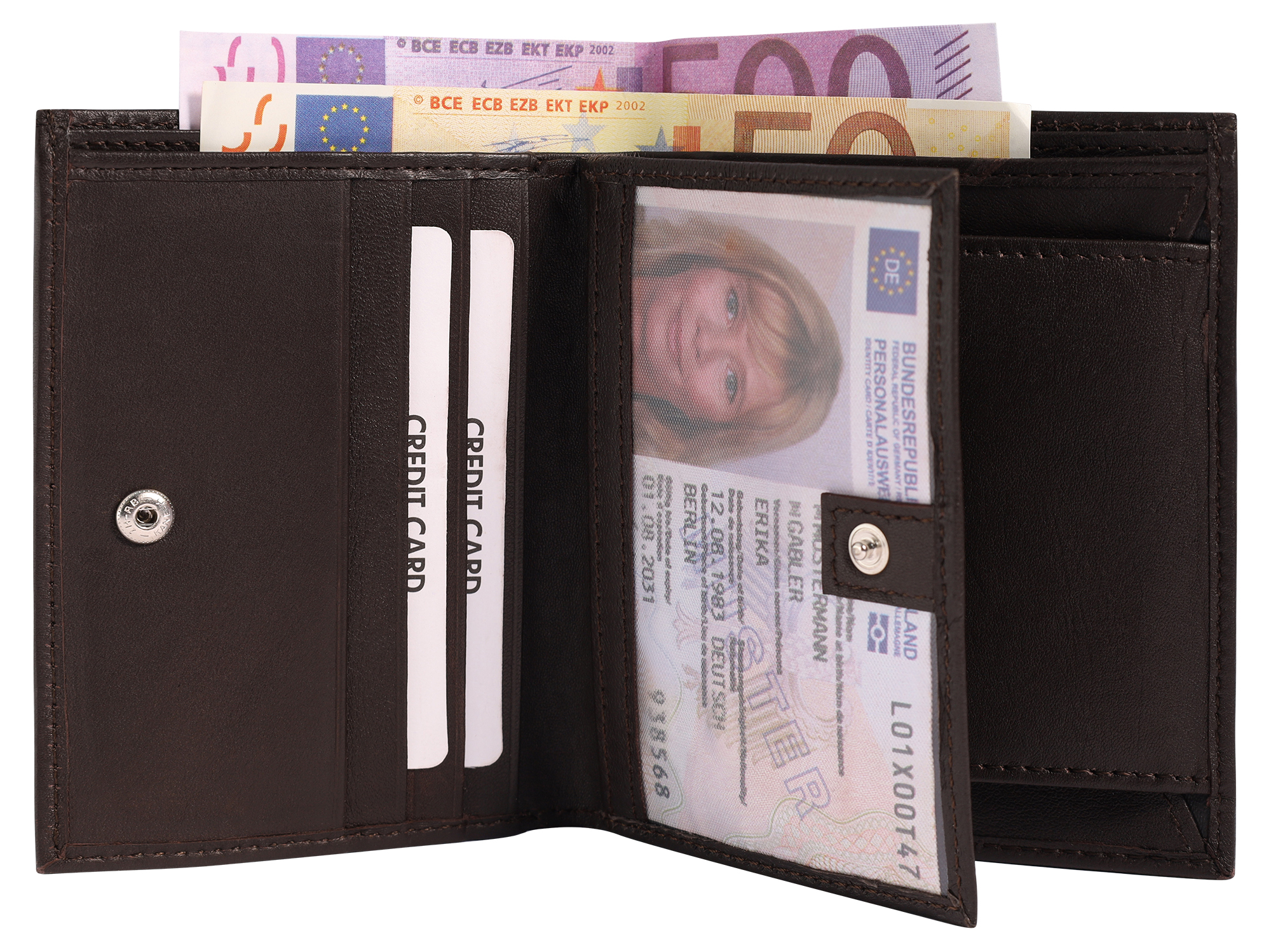 Steinmeister Herren Geldbörse aus Echtleder, Hochformat, braun