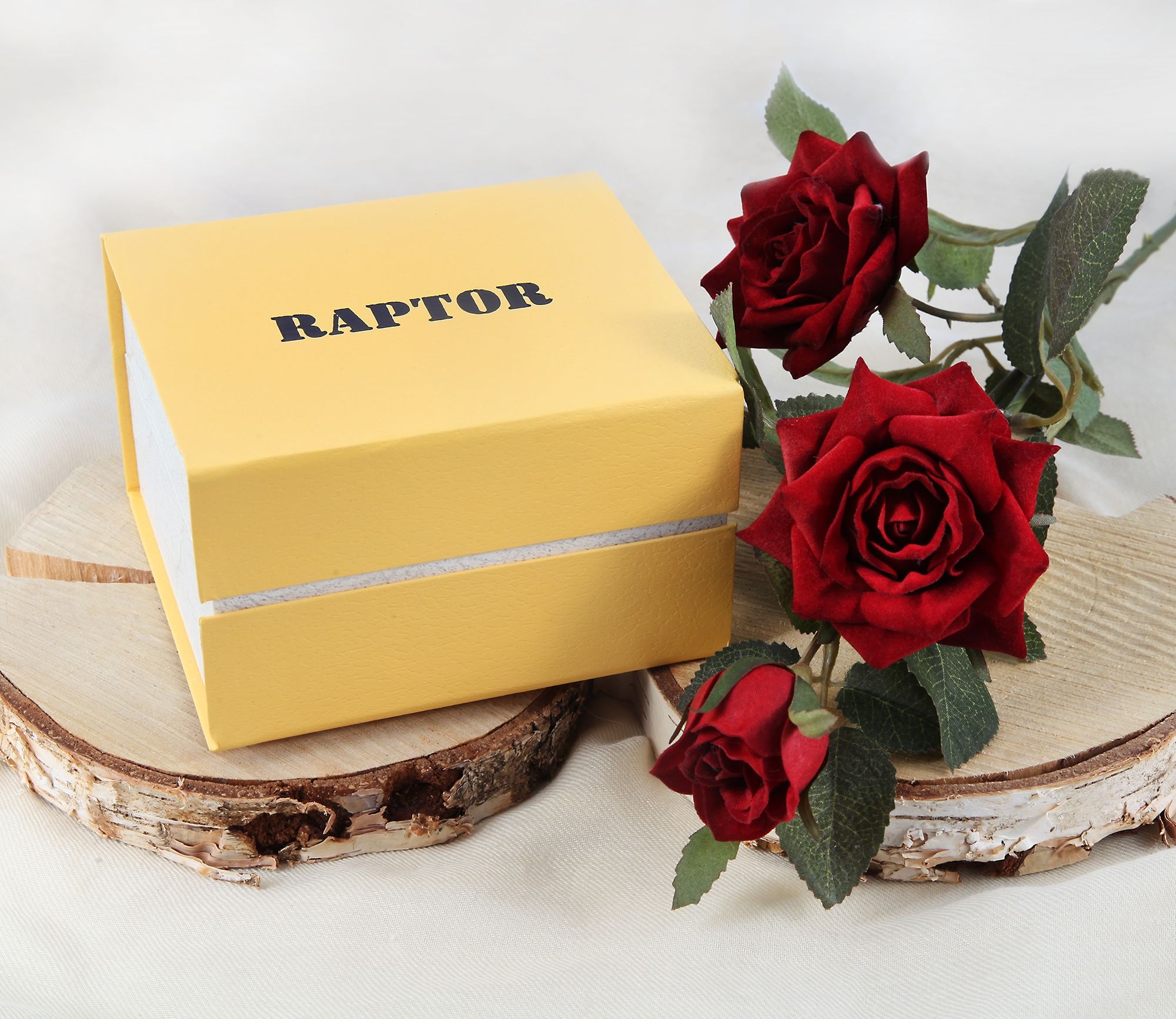 Raptor Uhrenbox für 2 Armbanduhren, gelb