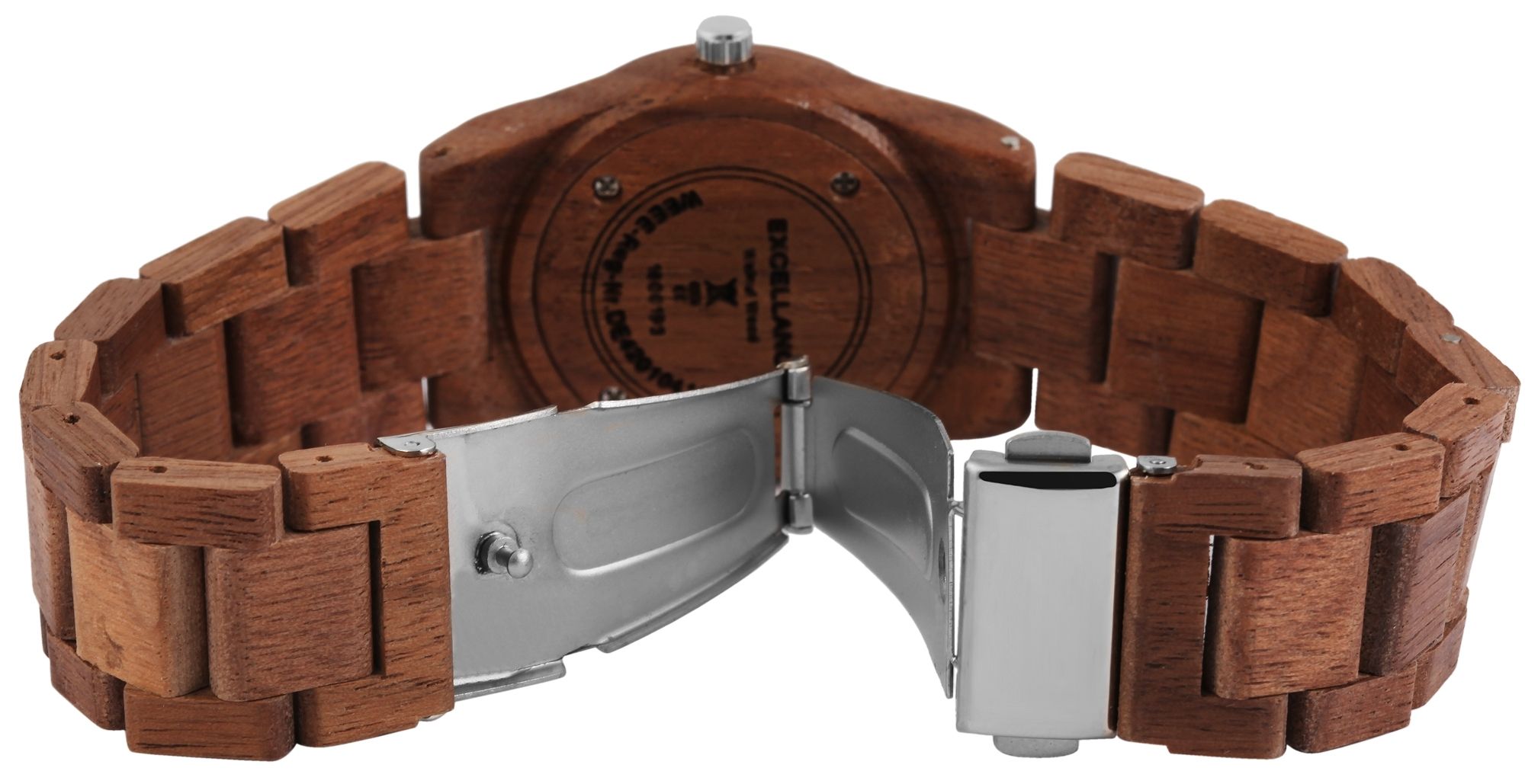 Excellanc Damenarmbanduhr aus Walnussholz Gliederarmband