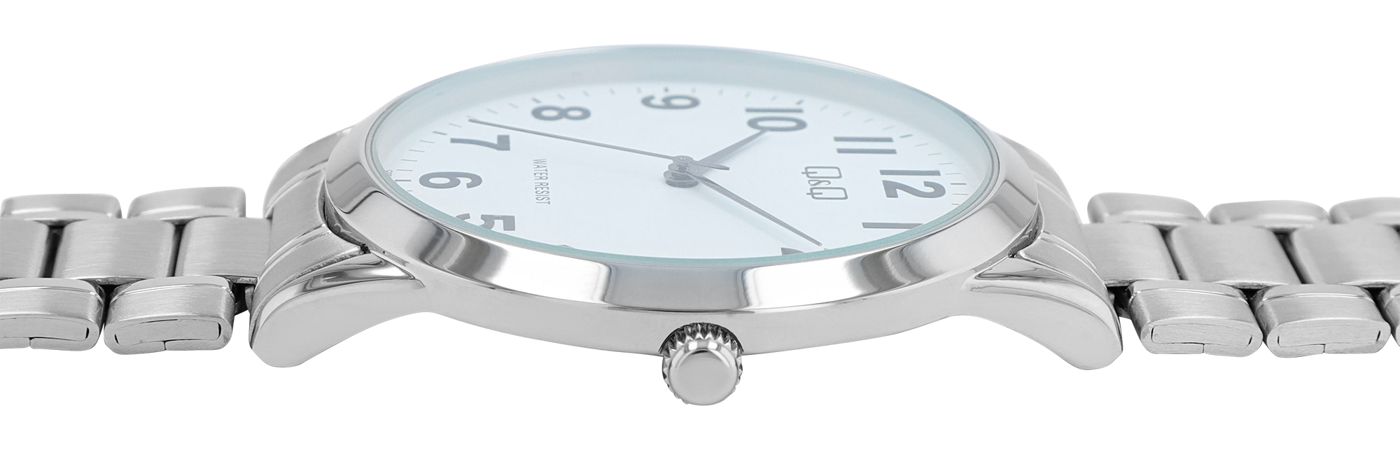 Q&Q Herrenuhr Ø 40 mm, Edelstahlband, silberfarben