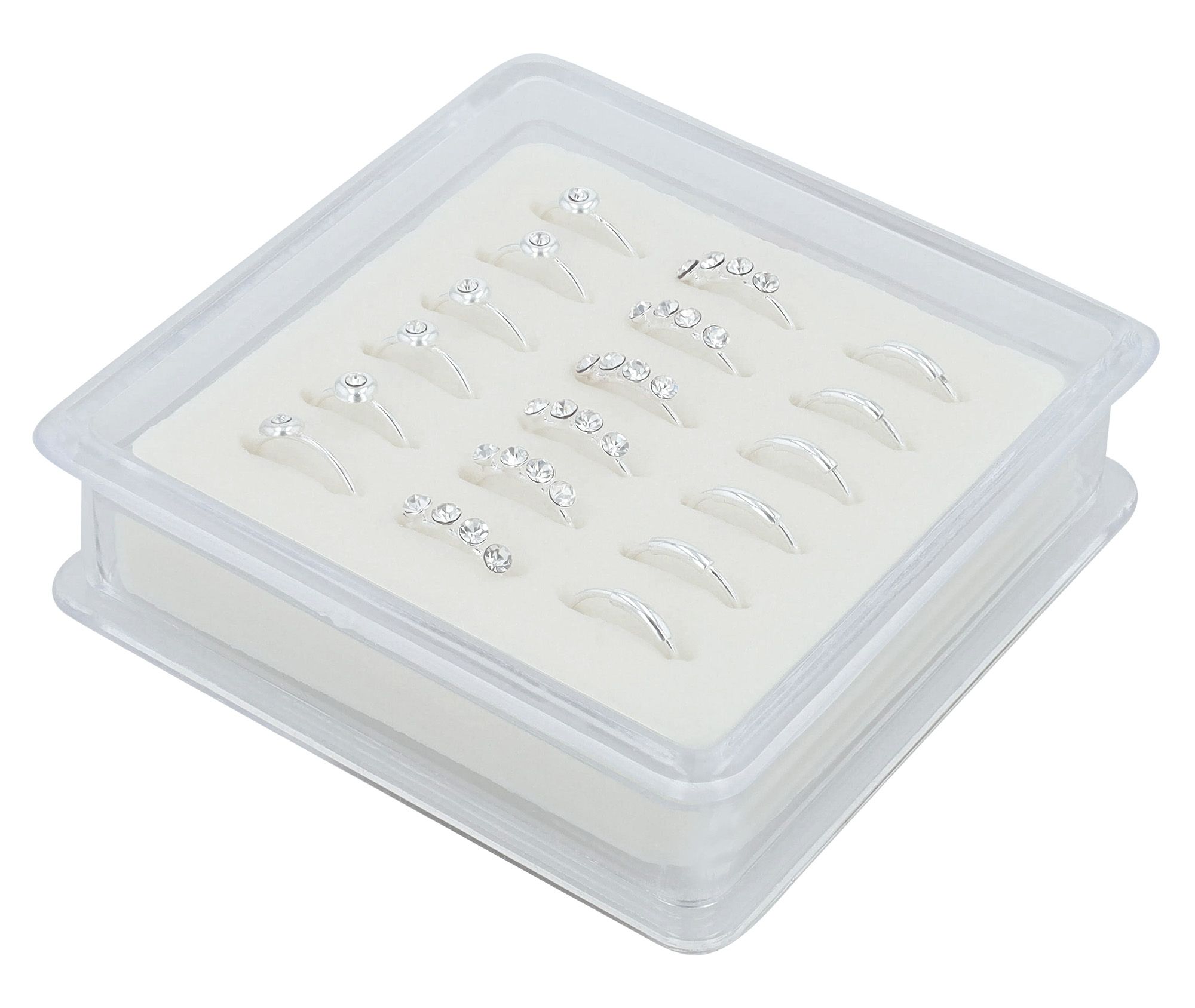 "Vola" Nasenring/ Nasenpiercing , offen, 925/- Echt Silber, rhodiniert, 3 Varianten je 6 Stk, VE-18