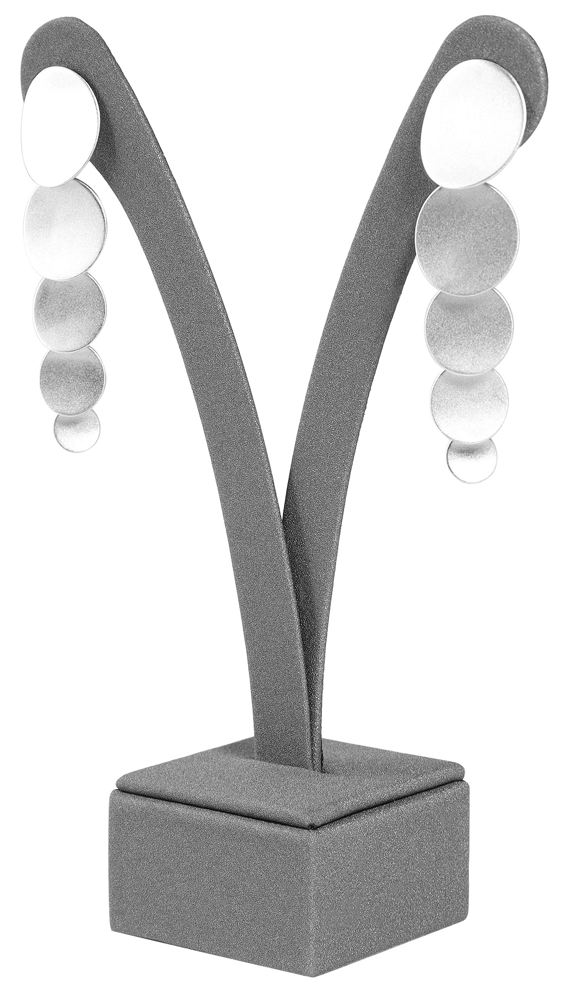 Aufsteller für Ohrringe (Dekoserie Soft), PU-bezogen, grau