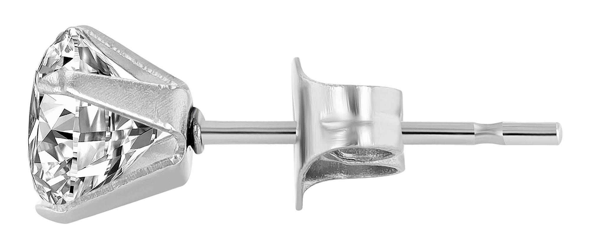"Lugia" Akzent Edelstahl Ohrstecker, rund, 4er Set, Zirkon Ø 3, 4, 5 und 6 mm