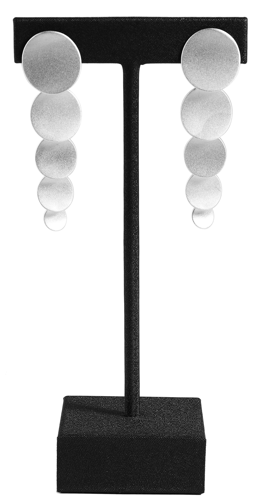 Aufsteller für Ohrringe/ Ohrhänger/ Creolen (Dekoserie Soft), PU-bezogen, 12,5 cm, schwarz