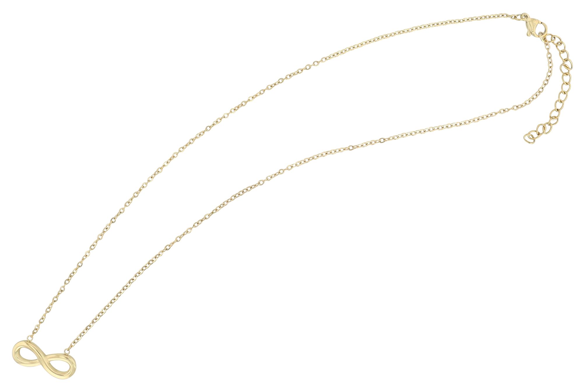 "Suki" . Infinity, Edelstahlkette (42 + 5 cm) mit Anhänger, IP Gold