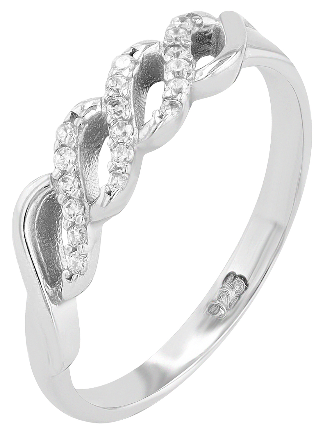 "Prata" 925/- Echt Silber Damenring, rhodiniert, Gr 60
