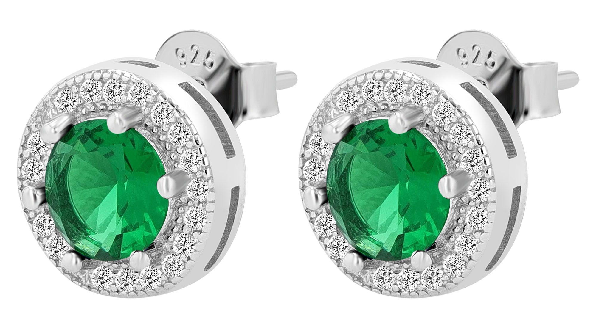 "Sunja" 925er Echt Silber Ohrschmuck mit einem grünen Zirkonia Steinen