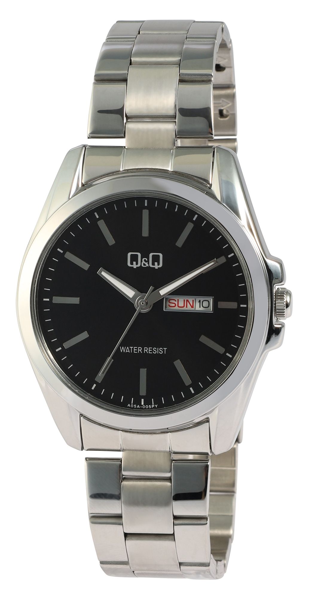 Q&Q Herrenuhr mit Edelstahlarmband, Ø 41 mm, silberfarben/ schwarz