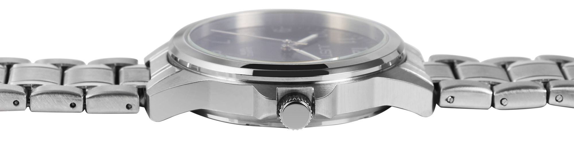 Just "Baroon" Herrenuhr mit Edelstahlband, 3-Zeiger, Datumsanzeige, silberfarben, petrolfarbenes ZB