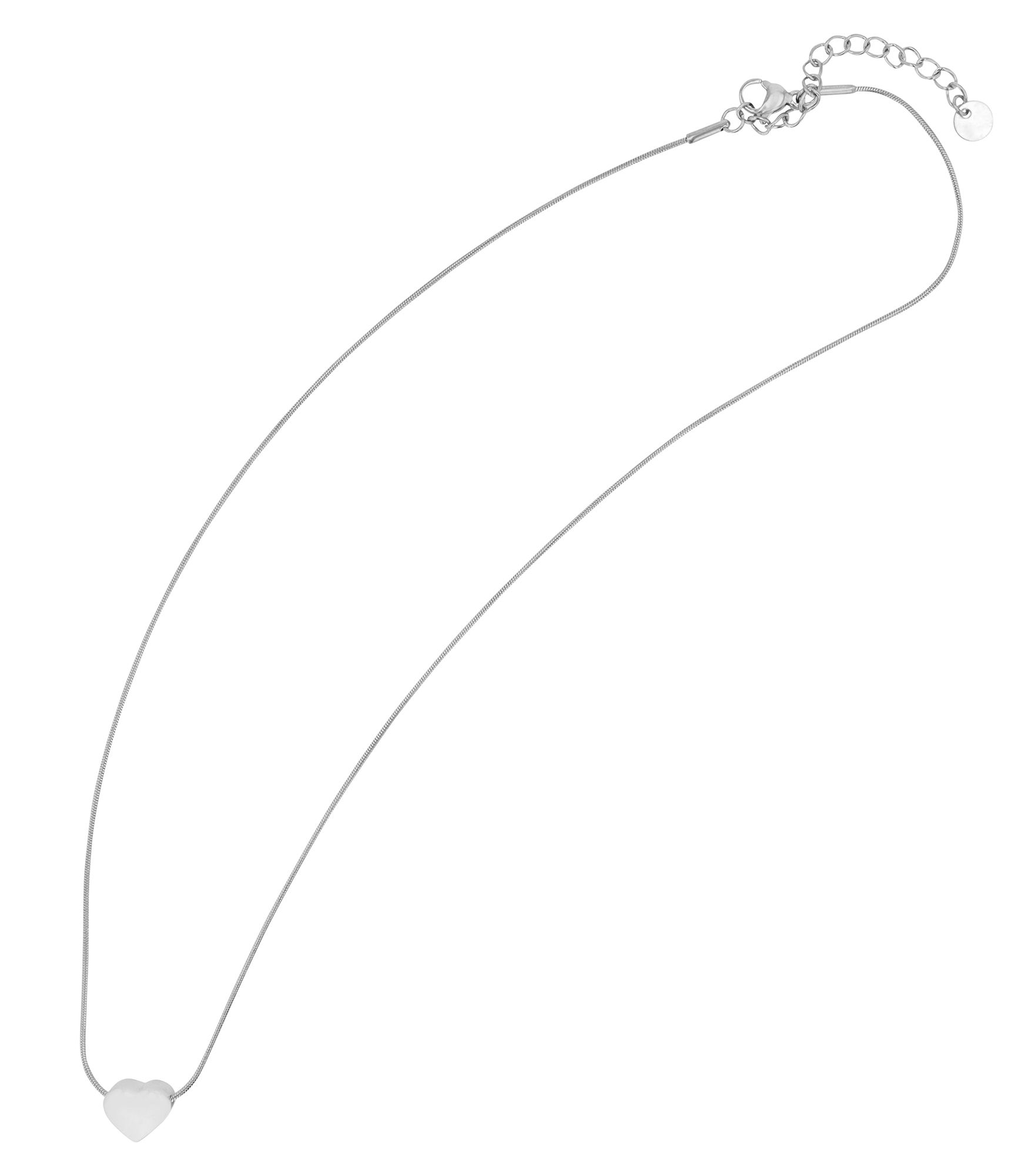 Akzent Herzkette "Moira", Edelstahl, 43+5 cm, silberfarben