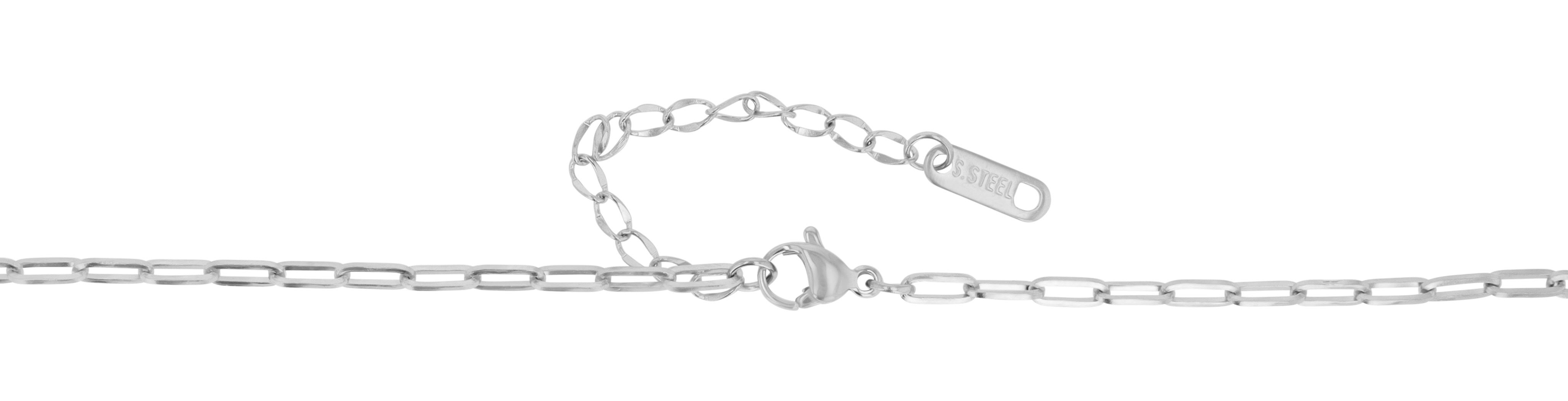 "Defne" Edelstahlkette mit Anhänger, bunten Zirkonia Steinen, 44+5cm, silberfarben und goldfarben