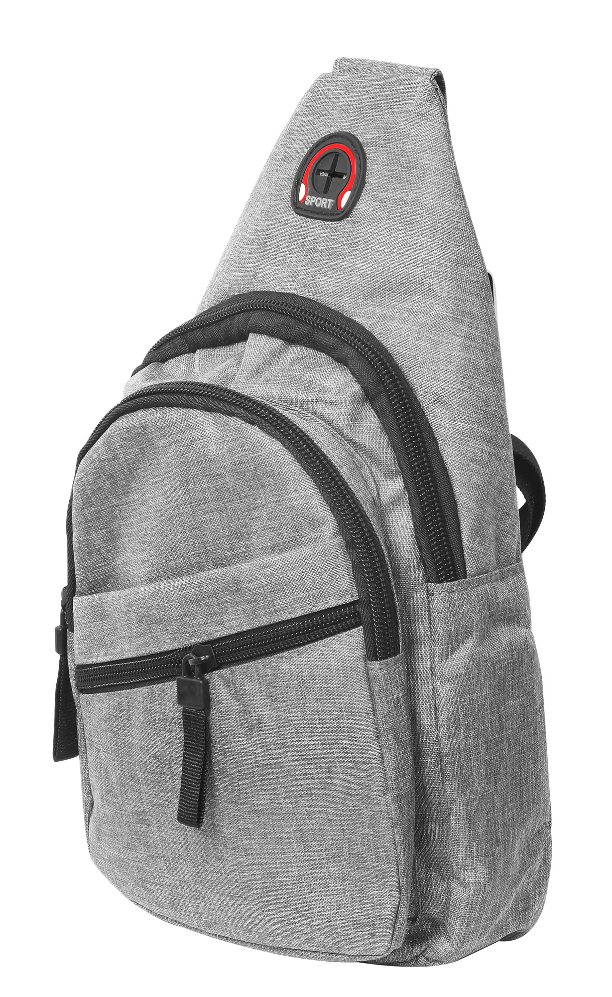 Brusttasche aus Textil mit verstellbaren Gurt, grau