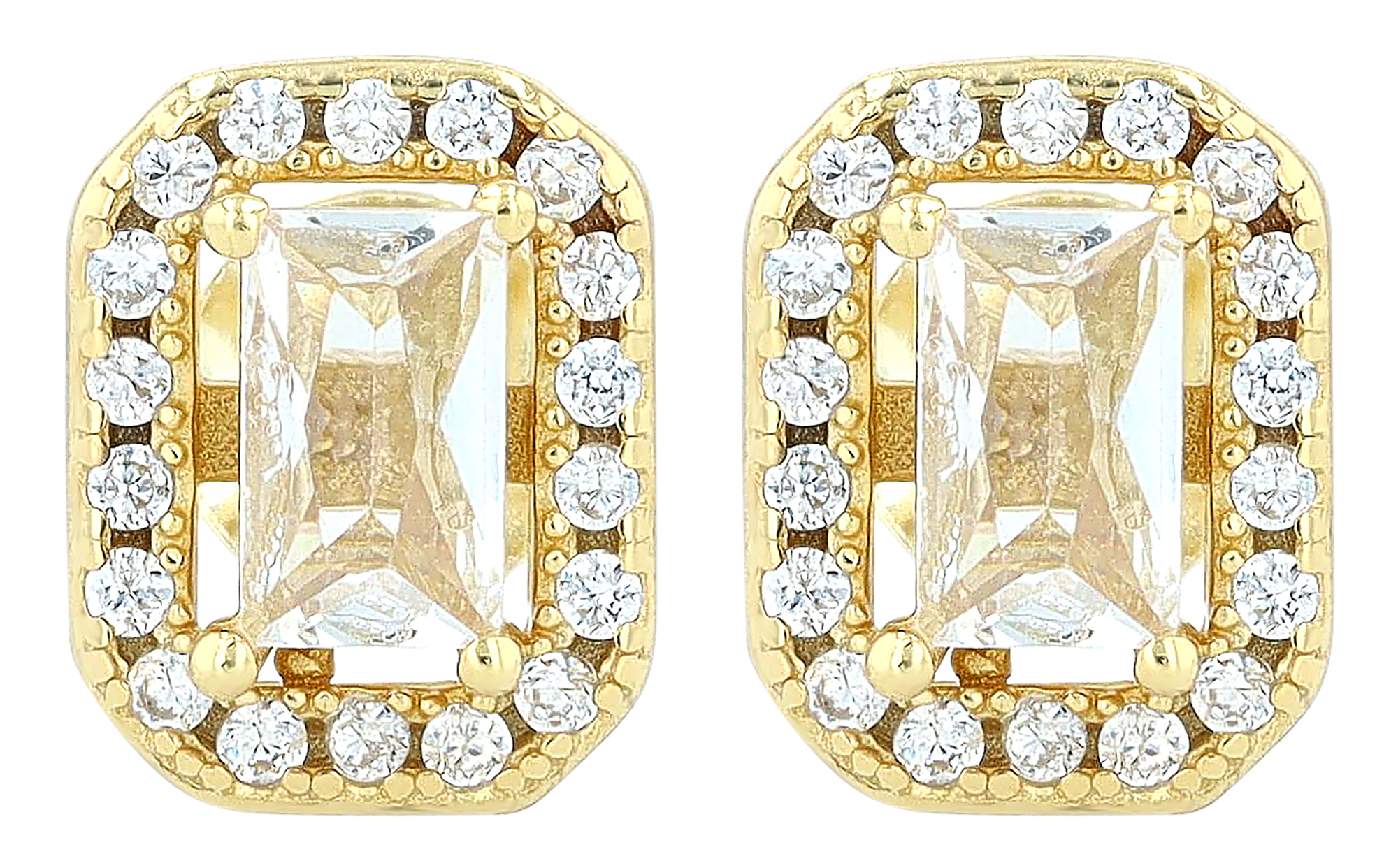 "Zooe" 925/- Echt Silber Ohrstecker, Zirkonia, goldfarben