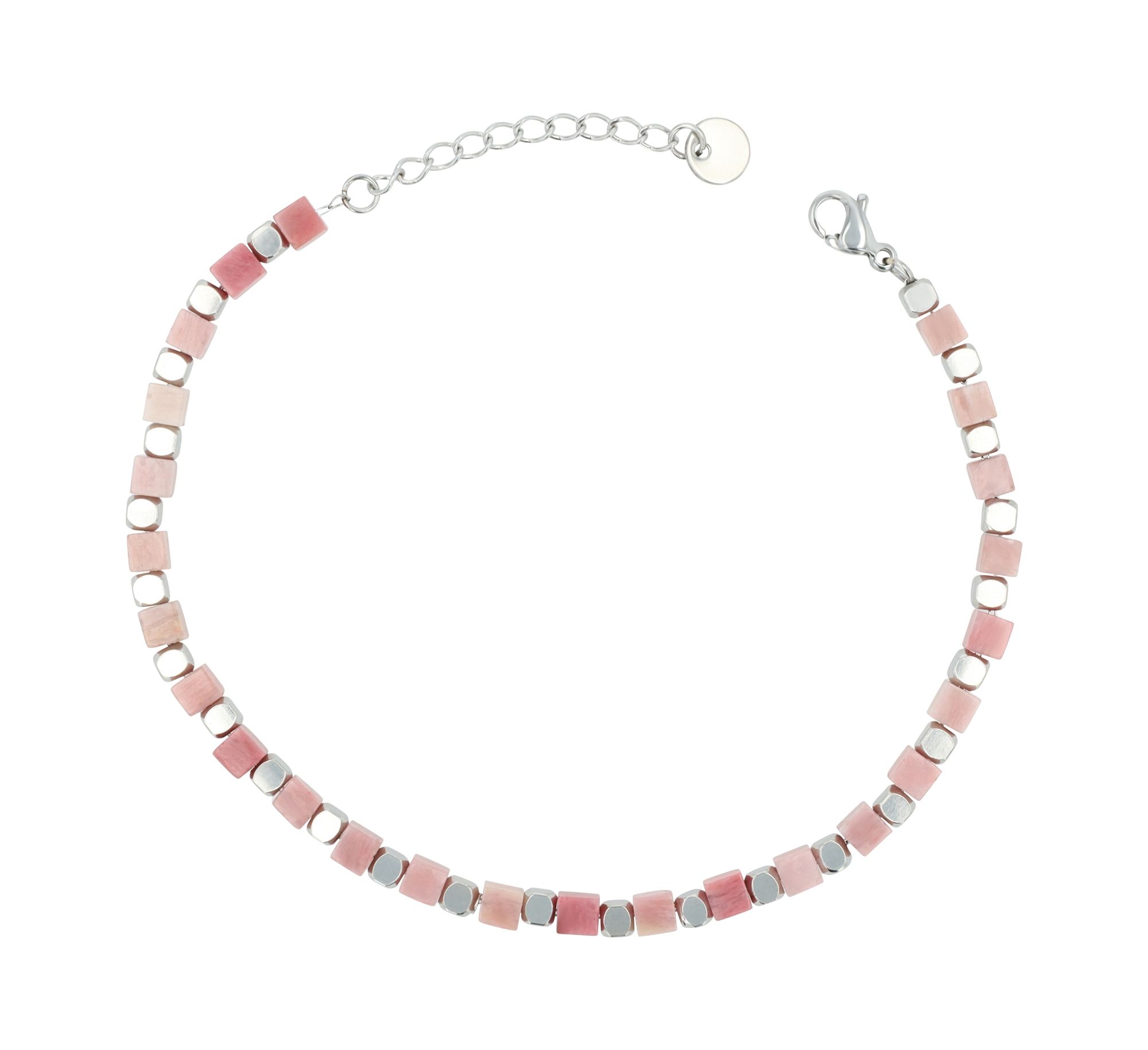 "Trix" Akzent Armband aus Edelstahl &  roter Aventurin, 17 + 3 cm, silberfarben