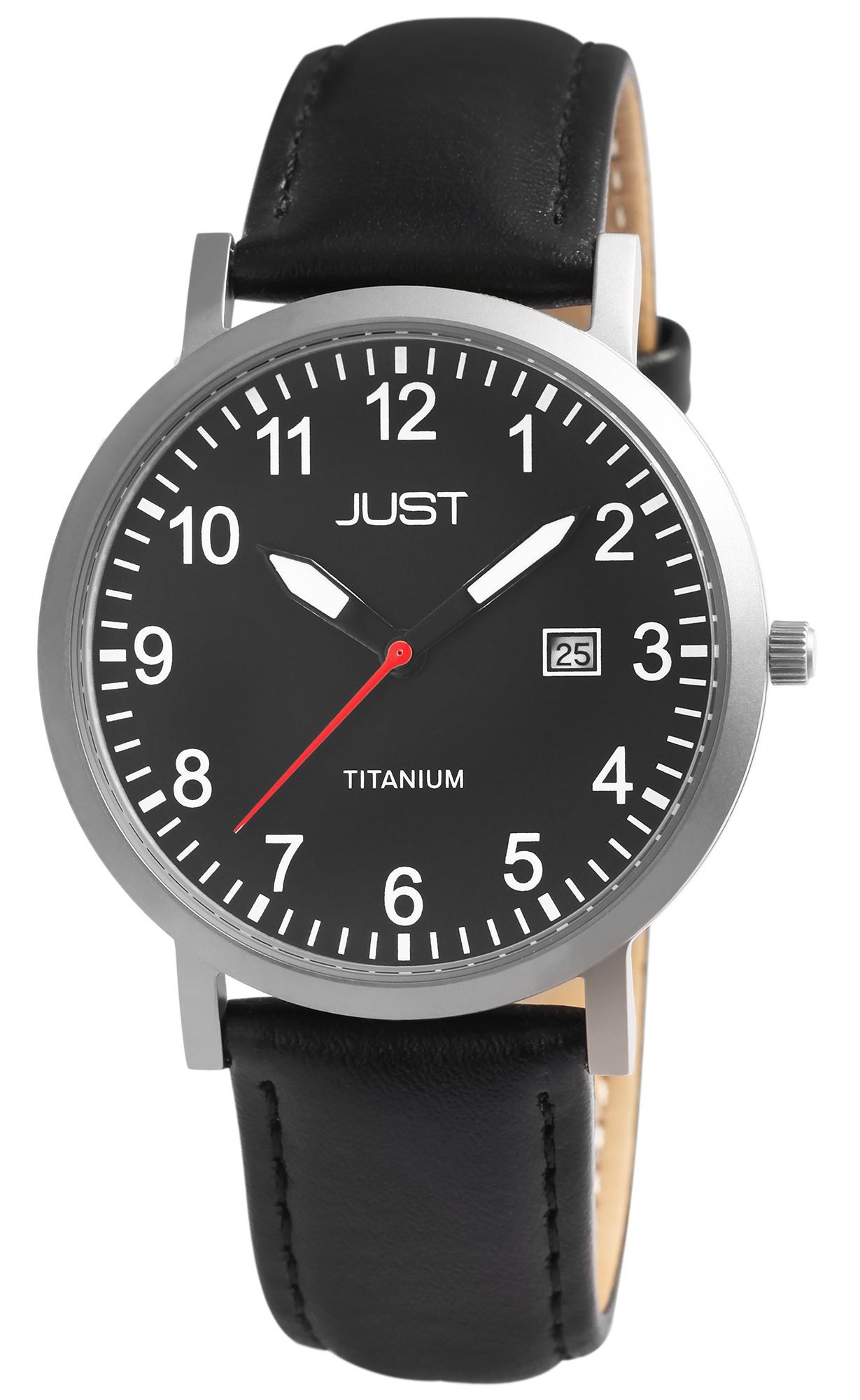 Just Titan Herrenuhr "Keenan" mit Echtlederband, 5 ATM, schwarz