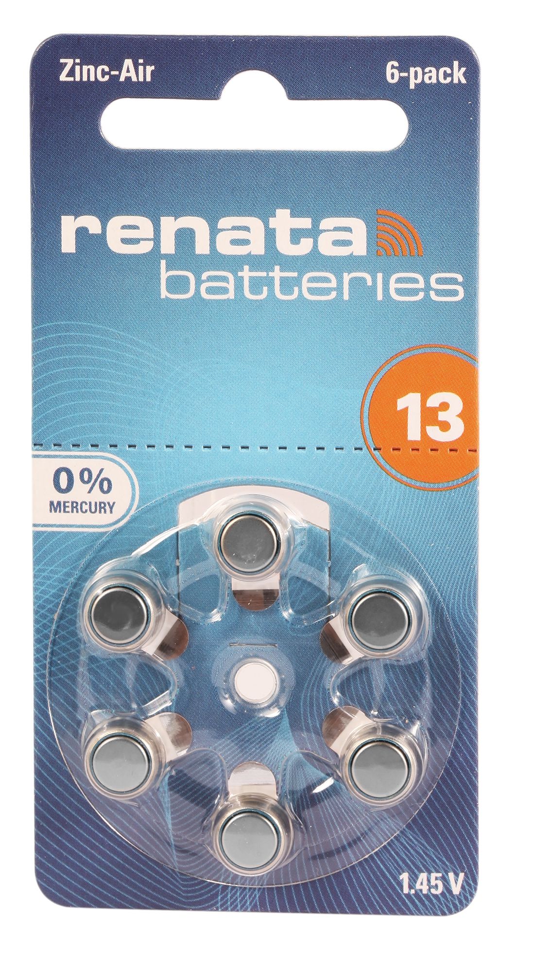 Renata Hörgeräte Batterien, 0% Quecksilber, VE 6, H13