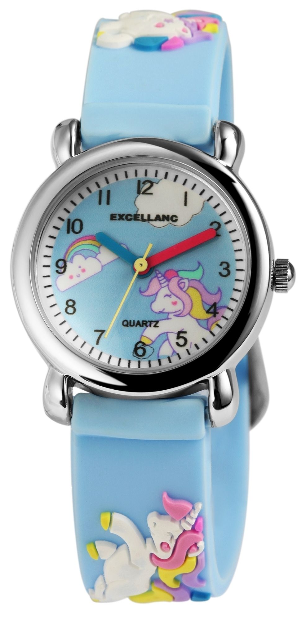 Excellanc Kinderarmbanduhr, Silikonarmband, silberfarben/hellblau