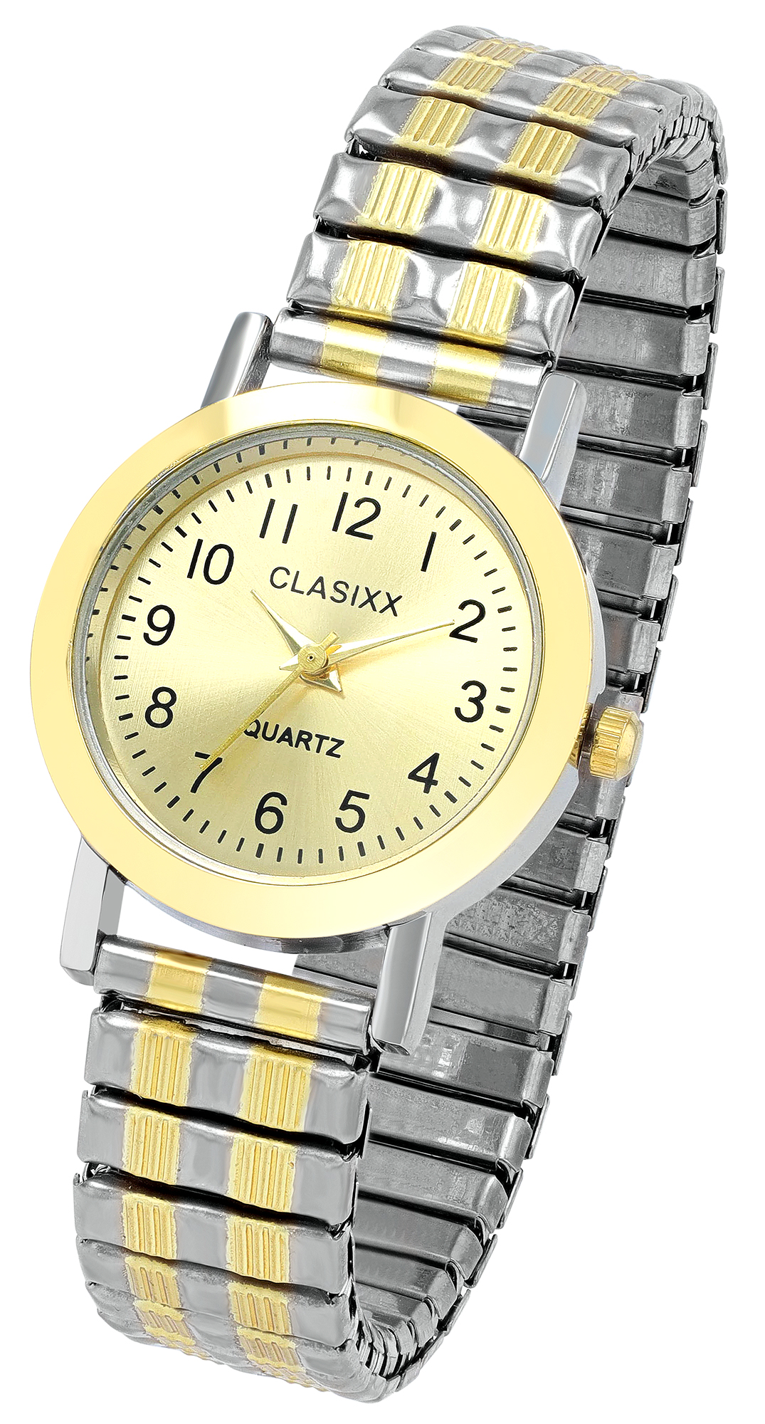 CLASIXX Damenuhr mit Edelstahl-Zugband, Ø 28 mm, bicolor/ goldfarben