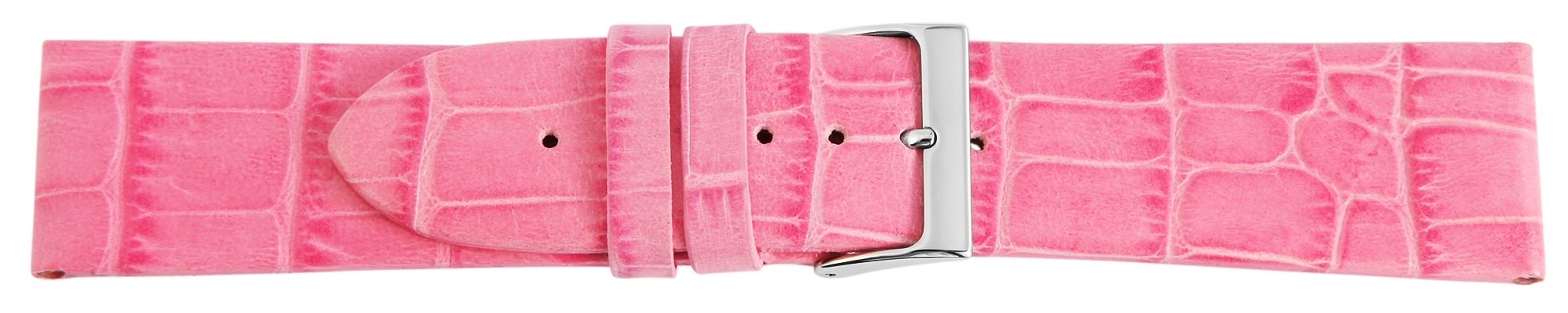 Echtleder-Uhrenarmband, rosa, Krokooptik, 20 mm