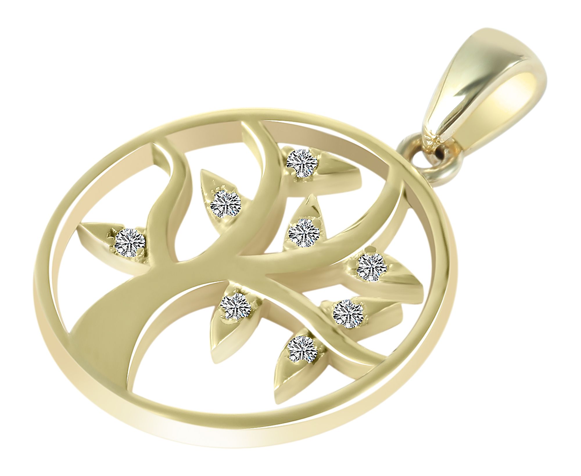 333/- Gold Anhänger "Coline" ohne Kette, Lebensbaum mit Zirkoniabesatz, 8 Karat, Gelbgold