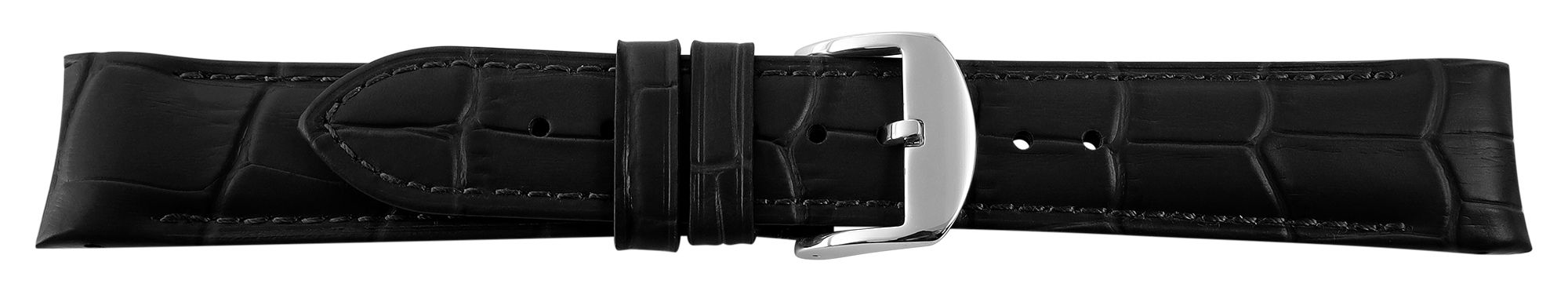 Echtleder Uhrenarmband mit Prägung, gepolstert, schwarz, 22 mm