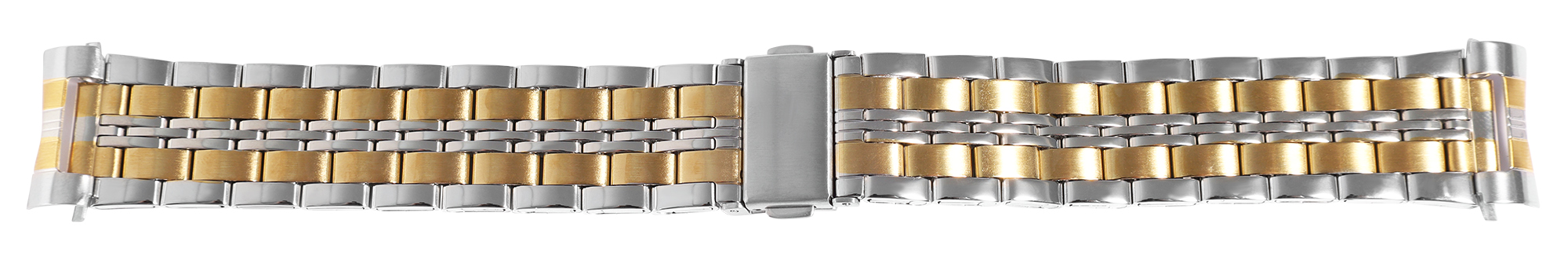 Edelstahl-Uhrenarmband mit Faltschließe, bicolor, 22 mm