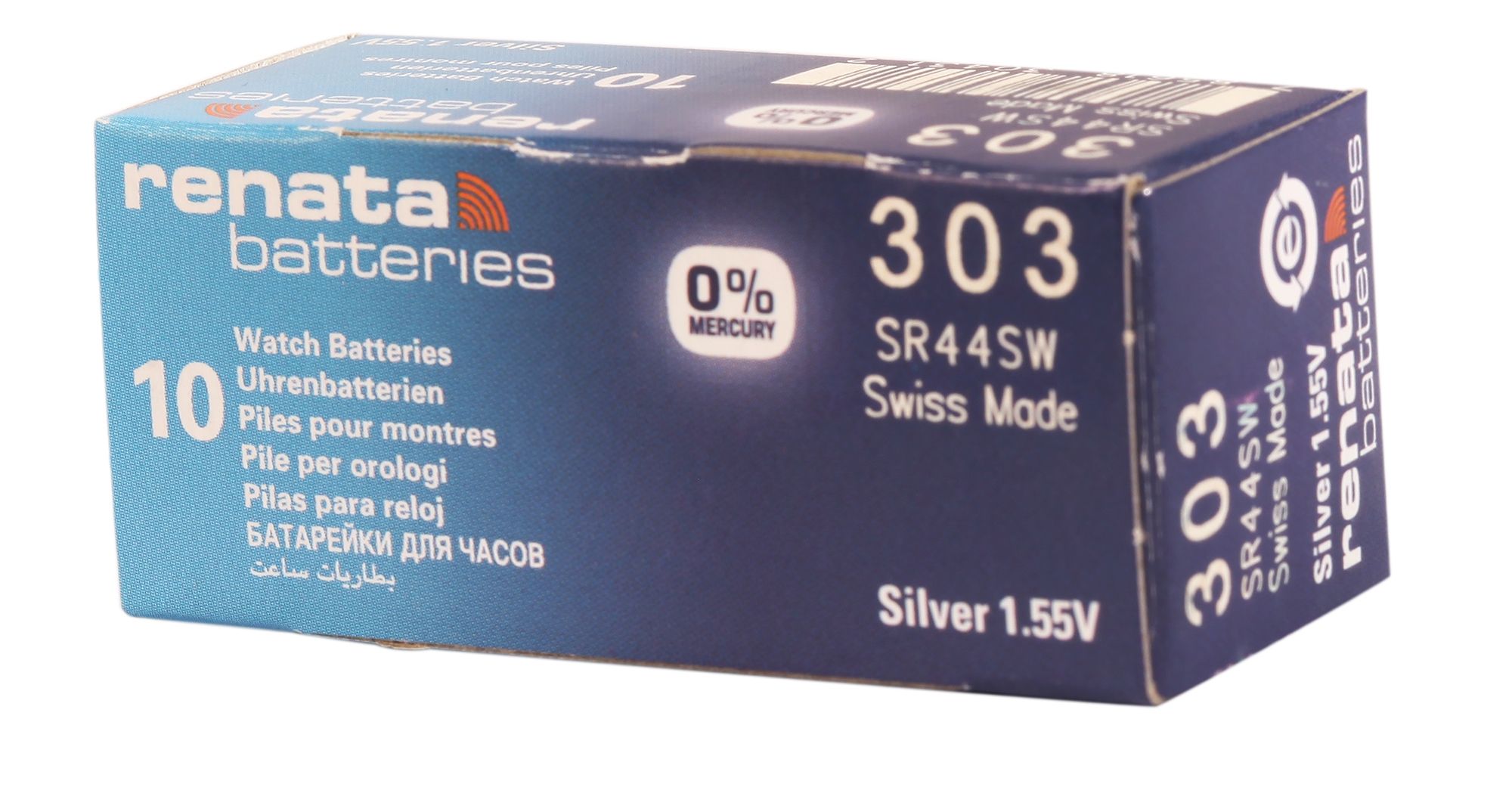 RENATA Silberoxid-Knopfzellen, 0% Quecksilber, 10 Stk., R303 (SR44SW), 1,55 V