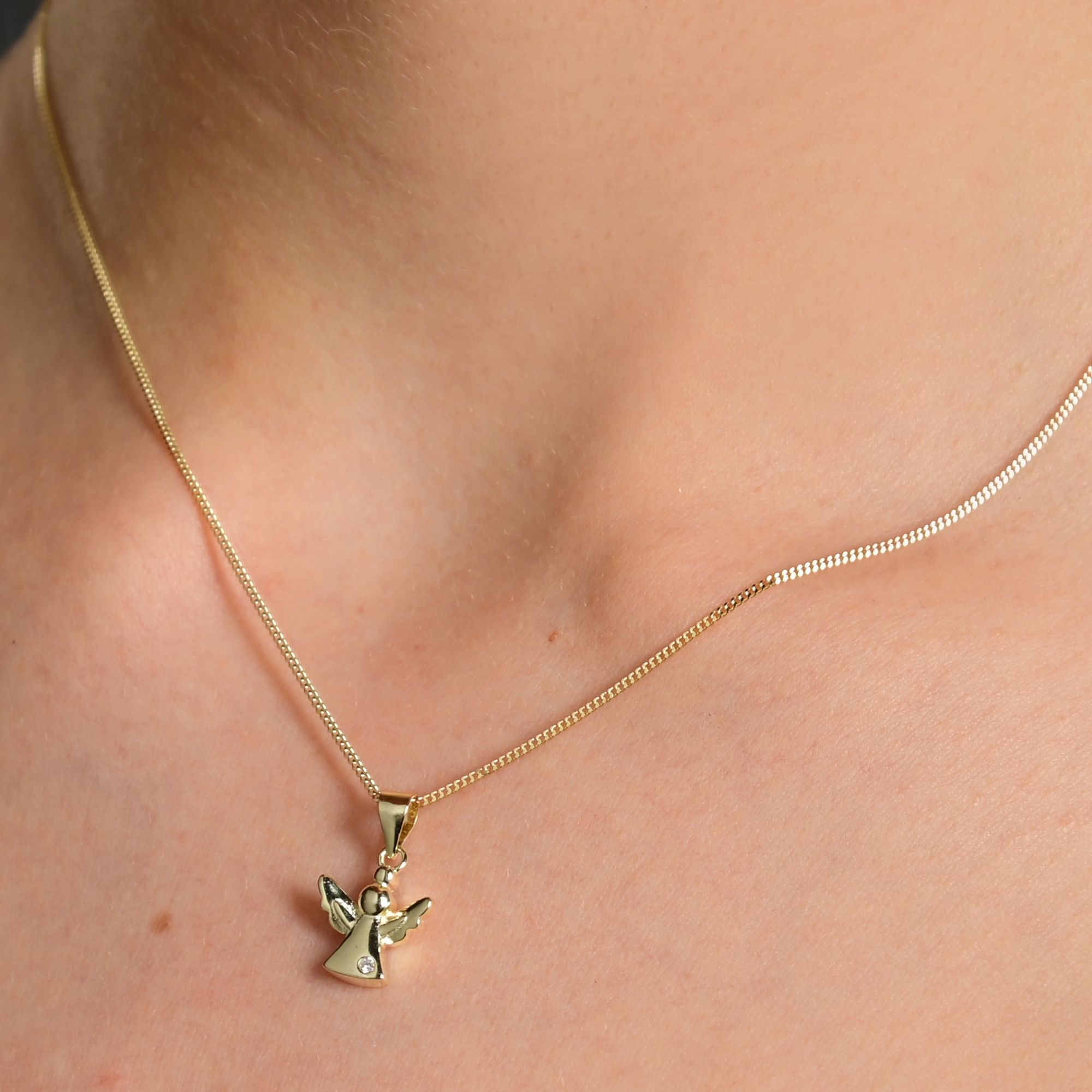 "Wolkentänzer Elva" 925/- Echt Silber Kinder-Anhänger - Engel, Zirkonia, vergoldet