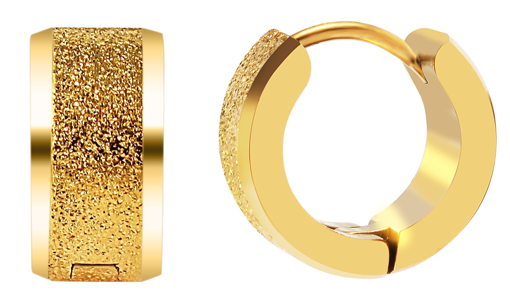 Akzent Edelstahl Klapp-Creolen, Durchmesser 13 mm, sandgestrahlt, goldfarben