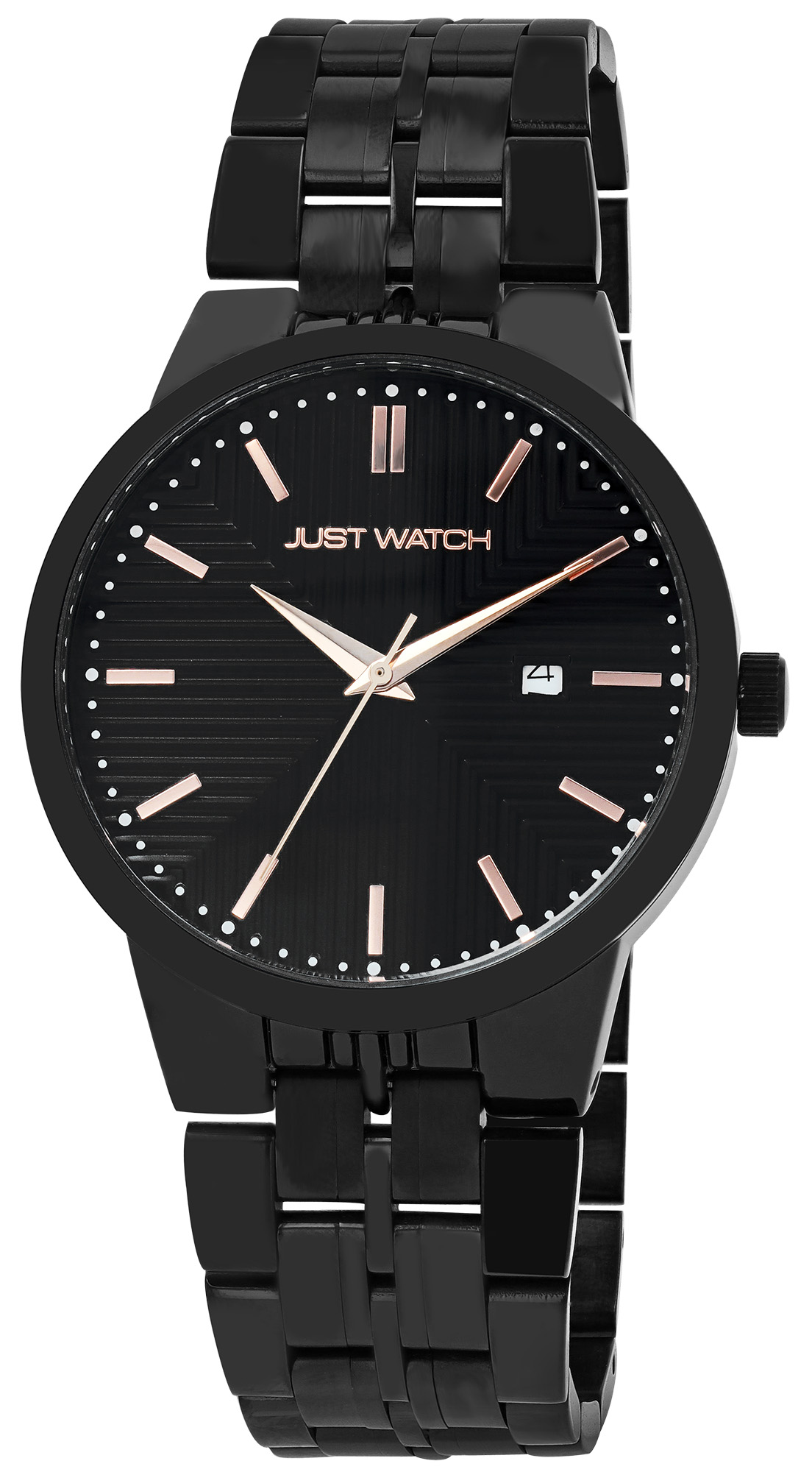 Just Watch Unisexuhr mit Edelstahlarmband, schwarz/roségoldfarben