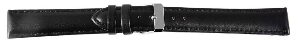 Echtleder Uhrenarmband, Edelstahl Dornschließe, schwarz, Anstoßbreite 20 mm